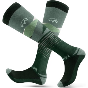 OutdoorMaster Ski Socks, 2-Pair Pack Skiing and Snowboarding Thermal Socks for Men with Non-Slip Cuff Design(Army Green)
