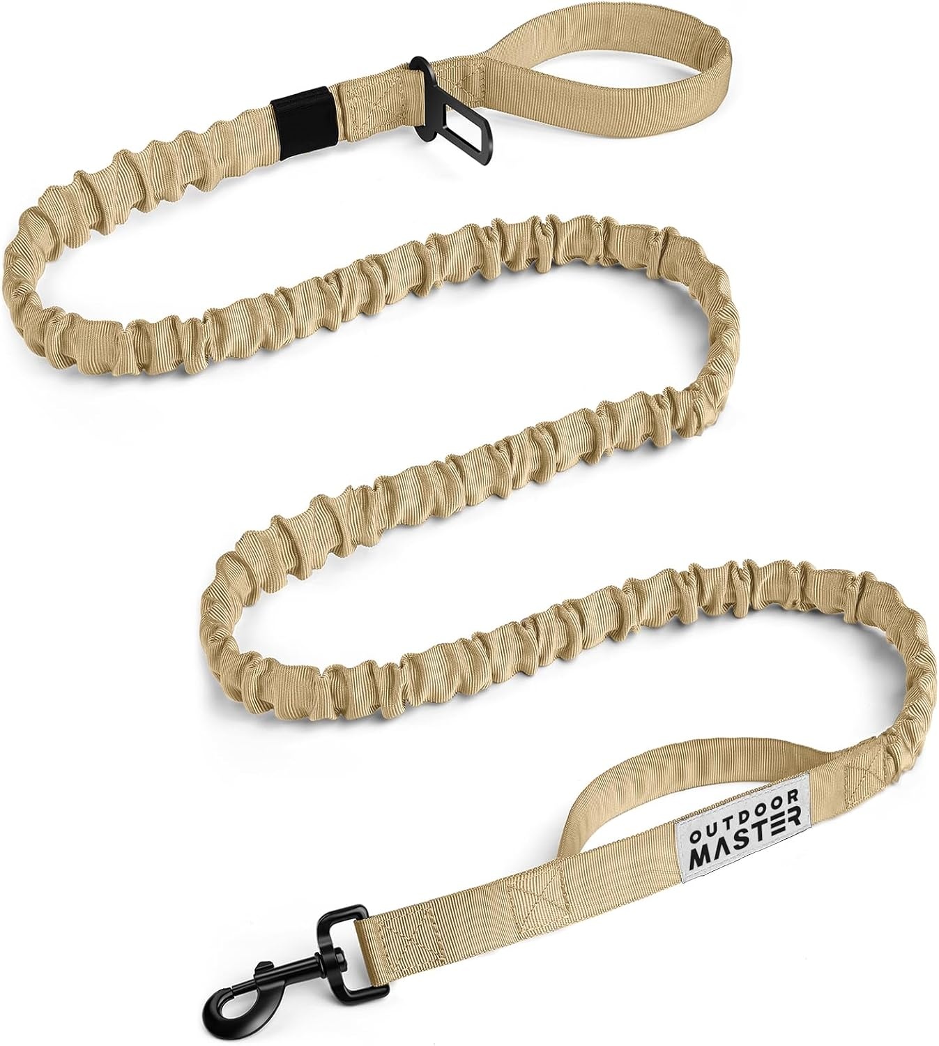 image:imageOutdoorMaster Bungee Dog Leash Heavy Duty Dog Leash with Shock Absorption 2 Padded Handles Training Leash Improved Dog Safety and Comfort Blue Upgraded 6 FTKhakiTan