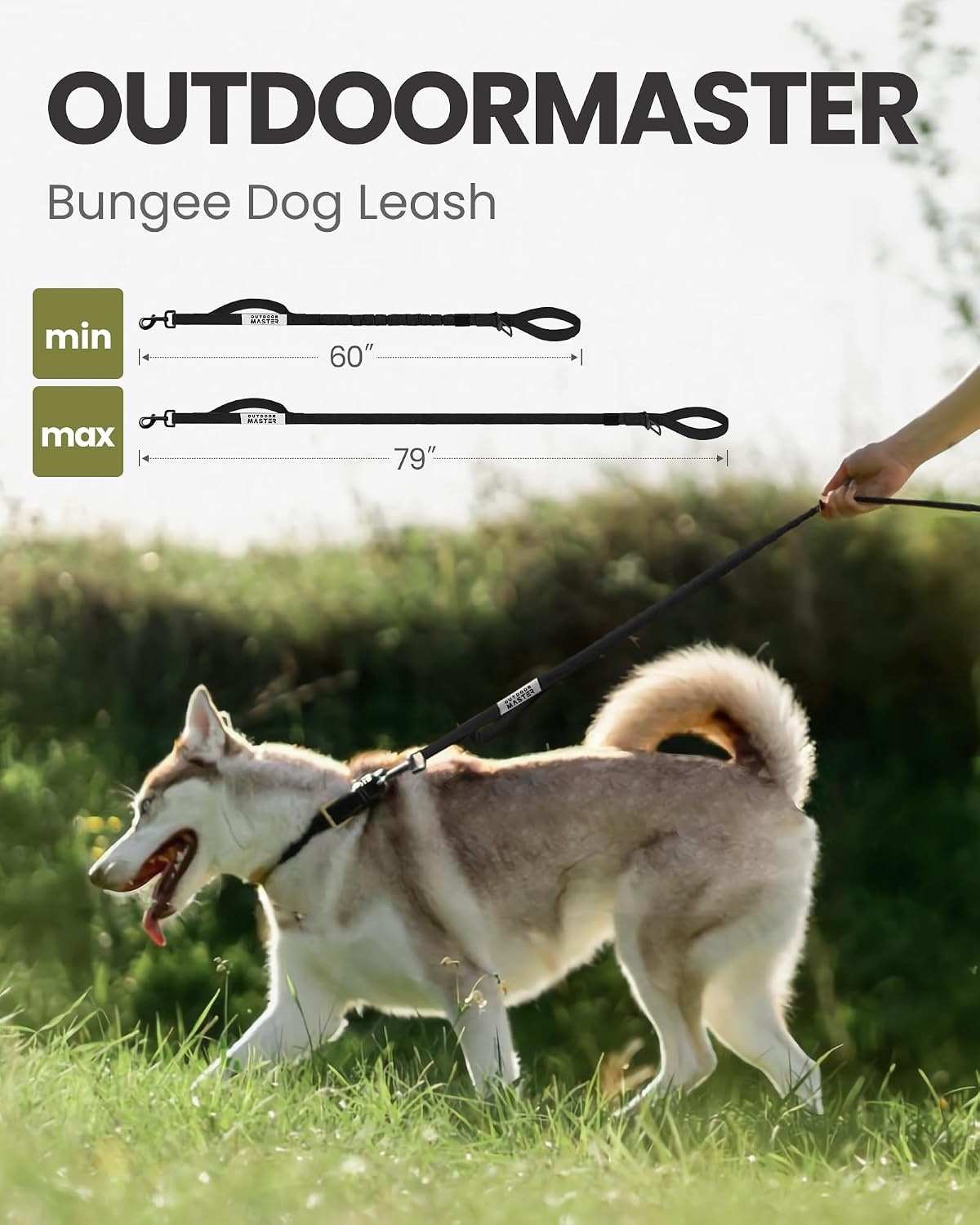 image:imageOutdoorMaster Bungee Dog Leash Heavy Duty Dog Leash with Shock Absorption 2 Padded Handles Training Leash Improved Dog Safety and Comfort Blue Upgraded 6 FTBlack