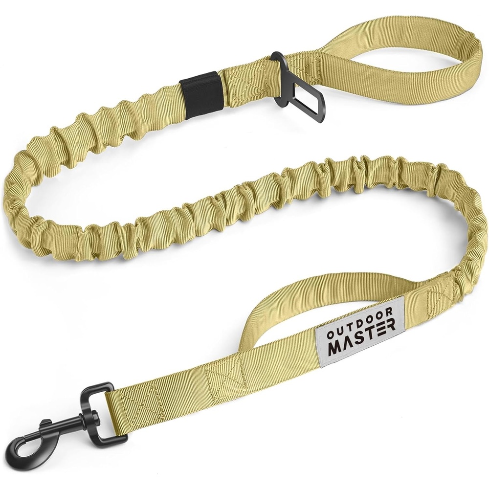 image:imageOutdoorMaster Bungee Dog Leash Heavy Duty Dog Leash with Shock Absorption 2 Padded Handles Training Leash Improved Dog Safety and Comfort Blue Upgraded 6 FTKhakiTan