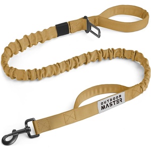 OutdoorMaster Bungee Dog Leash, Heavy Duty Dog Leash with Shock Absorption, 2 Padded Handles Training Leash, Improved Dog Safety and Comfort – Blue Upgraded, 6 FT(Brown)