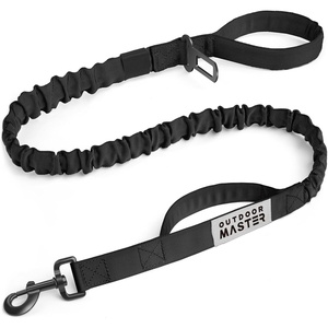 OutdoorMaster Bungee Dog Leash, Heavy Duty Dog Leash with Shock Absorption, 2 Padded Handles Training Leash, Improved Dog Safety and Comfort – Blue Upgraded, 6 FT(Black)