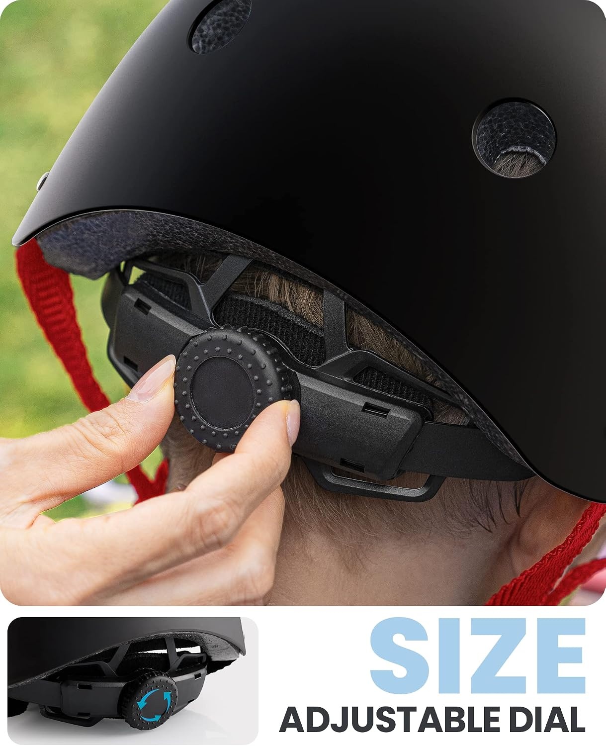image:imageOutdoorMaster Kids Bike Helmet Adjustable for Cycling amp Skating ABS shell EPS foam Breathable washable liners CPSC certified Adjustable dial amp strap Toddler to youth fitBlackred