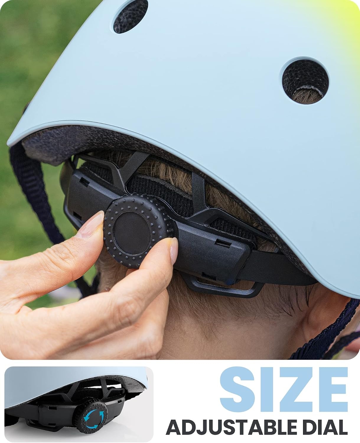 image:imageOutdoorMaster Kids Bike Helmet Adjustable for Cycling amp Skating ABS shell EPS foam Breathable washable liners CPSC certified Adjustable dial amp strap Toddler to youth fitBlue Green Blue