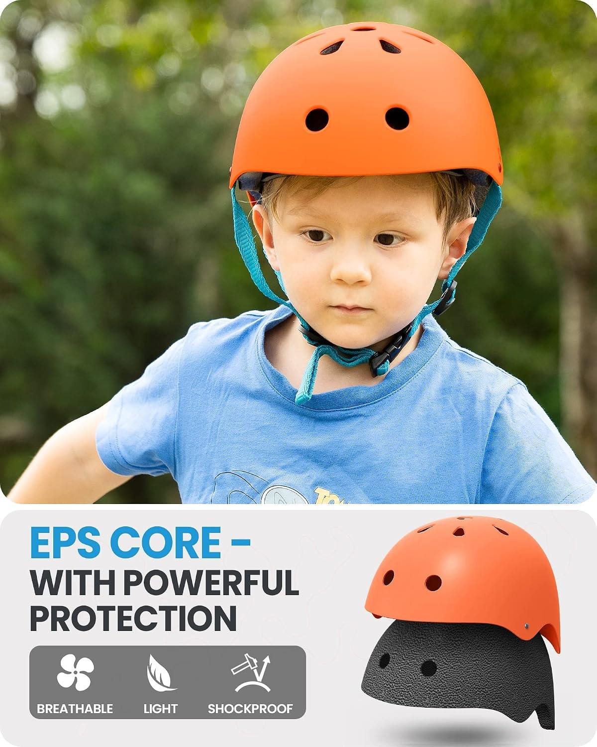 image:imageOutdoorMaster Kids Bike Helmet Adjustable for Cycling amp Skating ABS shell EPS foam Breathable washable liners CPSC certified Adjustable dial amp strap Toddler to youth fitMatte Orange
