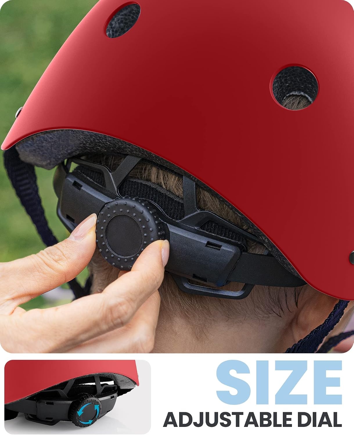 image:imageOutdoorMaster Kids Bike Helmet Adjustable for Cycling amp Skating ABS shell EPS foam Breathable washable liners CPSC certified Adjustable dial amp strap Toddler to youth fitMatte Red