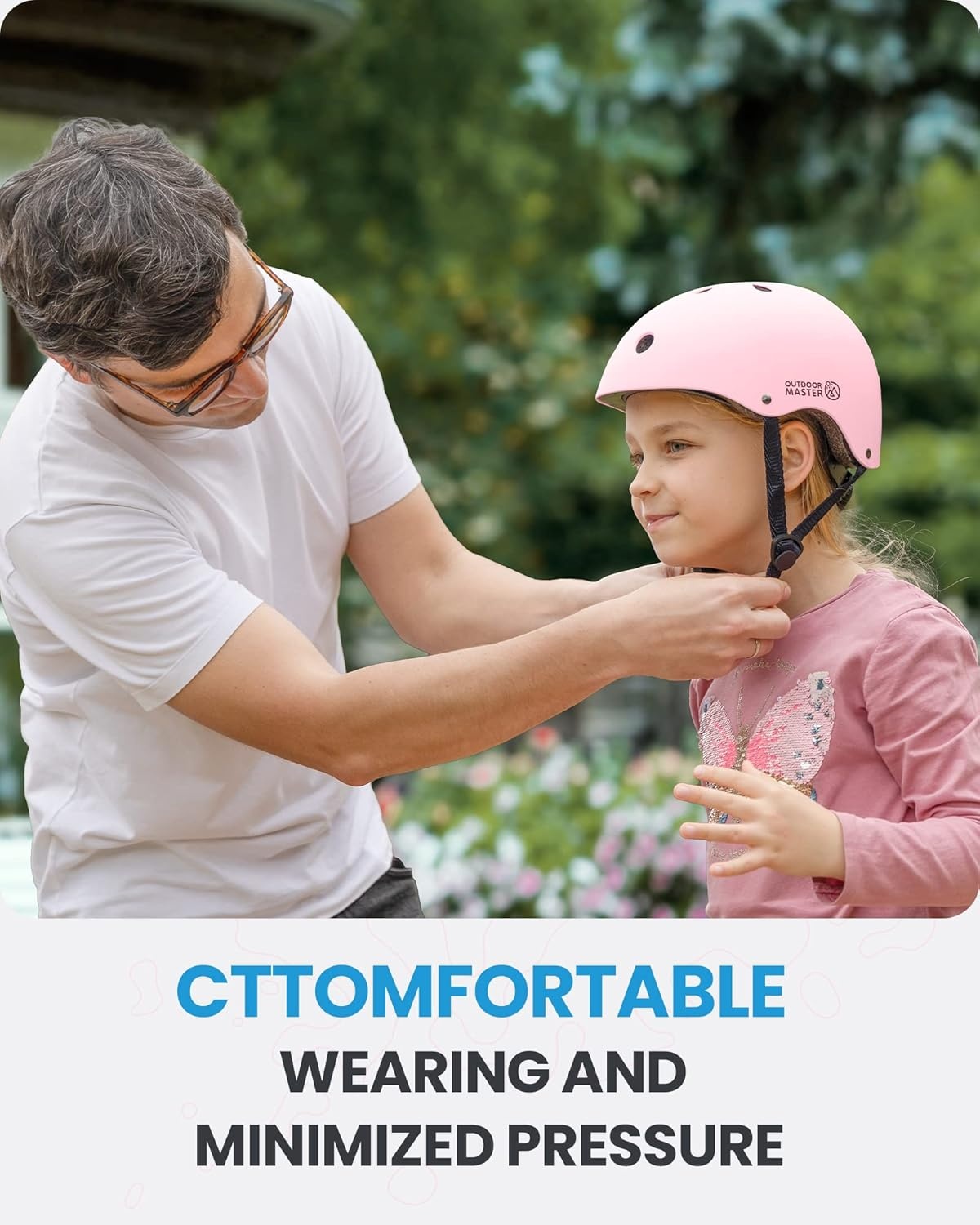 image:imageOutdoorMaster Kids Bike Helmet Adjustable for Cycling amp Skating ABS shell EPS foam Breathable washable liners CPSC certified Adjustable dial amp strap Toddler to youth fitPale Pink