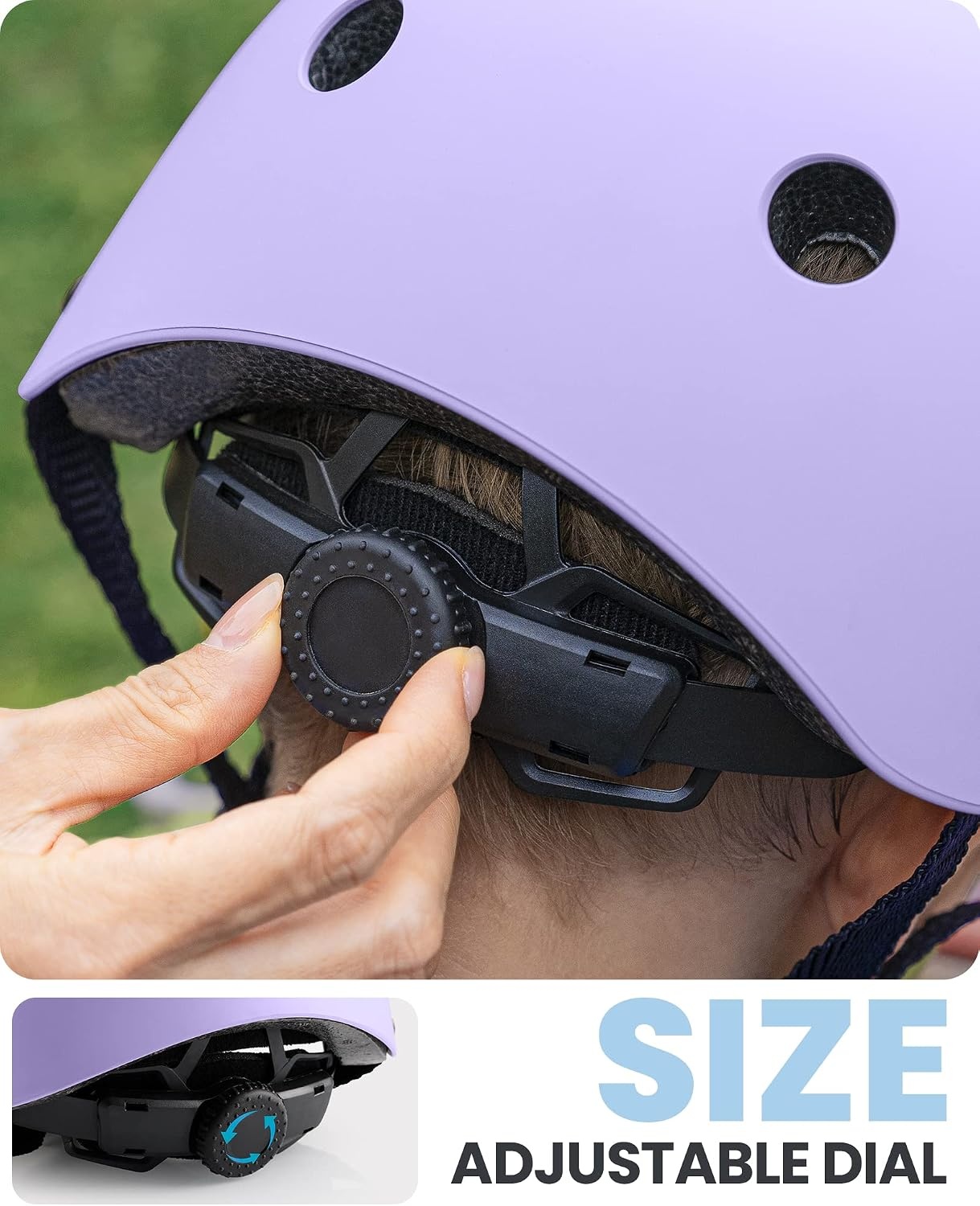 image:imageOutdoorMaster Kids Bike Helmet Adjustable for Cycling amp Skating ABS shell EPS foam Breathable washable liners CPSC certified Adjustable dial amp strap Toddler to youth fitLavender