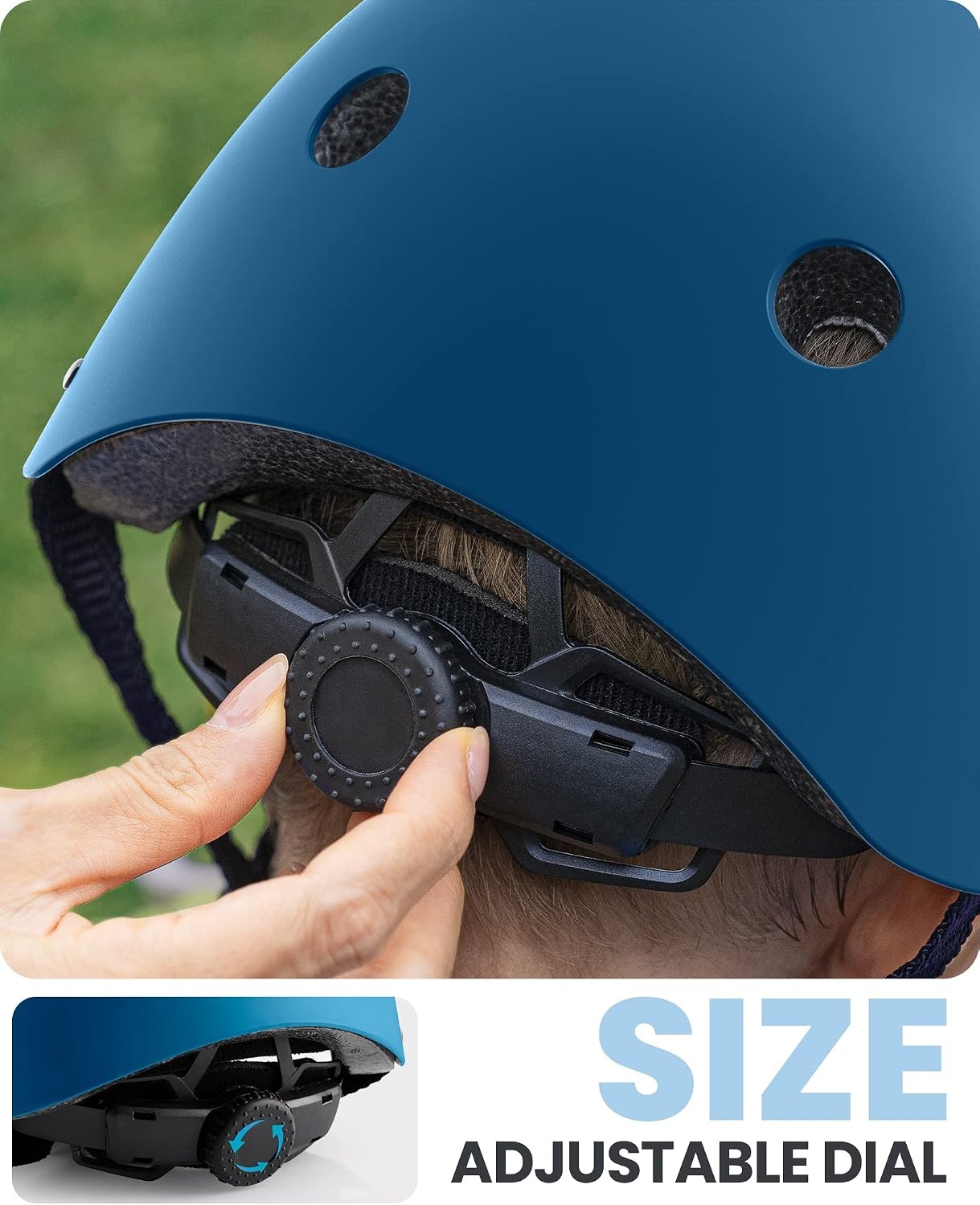 image:imageOutdoorMaster Kids Bike Helmet Adjustable for Cycling amp Skating ABS shell EPS foam Breathable washable liners CPSC certified Adjustable dial amp strap Toddler to youth fitMatte Navy