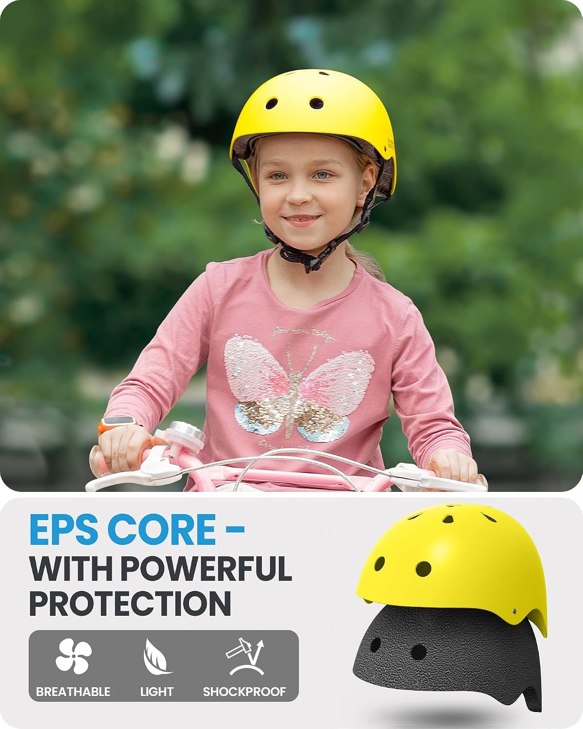 image:imageOutdoorMaster Kids Bike Helmet Adjustable for Cycling amp Skating ABS shell EPS foam Breathable washable liners CPSC certified Adjustable dial amp strap Toddler to youth fitMatte Yellow