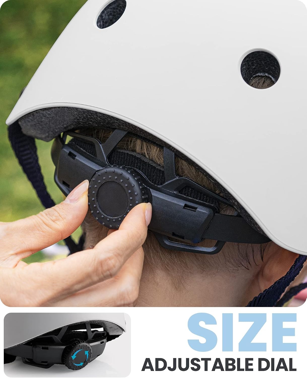 image:imageOutdoorMaster Kids Bike Helmet Adjustable for Cycling amp Skating ABS shell EPS foam Breathable washable liners CPSC certified Adjustable dial amp strap Toddler to youth fitMatte White