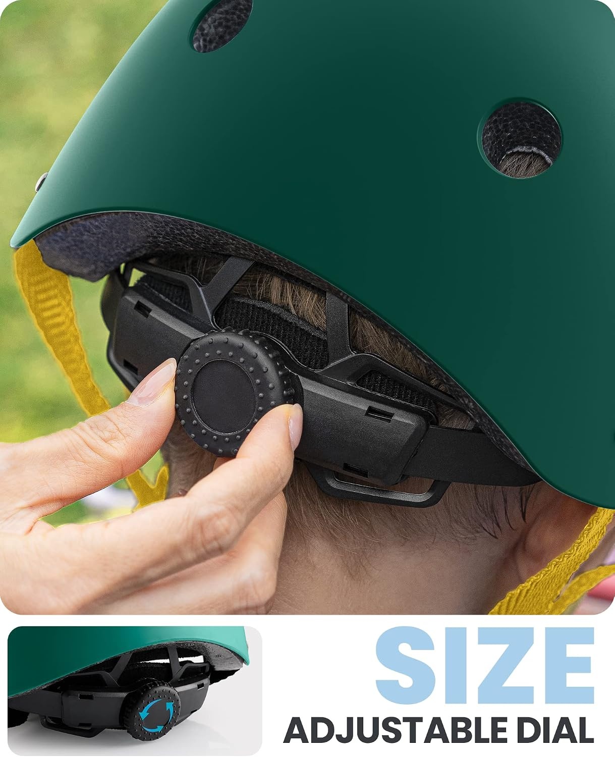 image:imageOutdoorMaster Kids Bike Helmet Adjustable for Cycling amp Skating ABS shell EPS foam Breathable washable liners CPSC certified Adjustable dial amp strap Toddler to youth fitDark Green