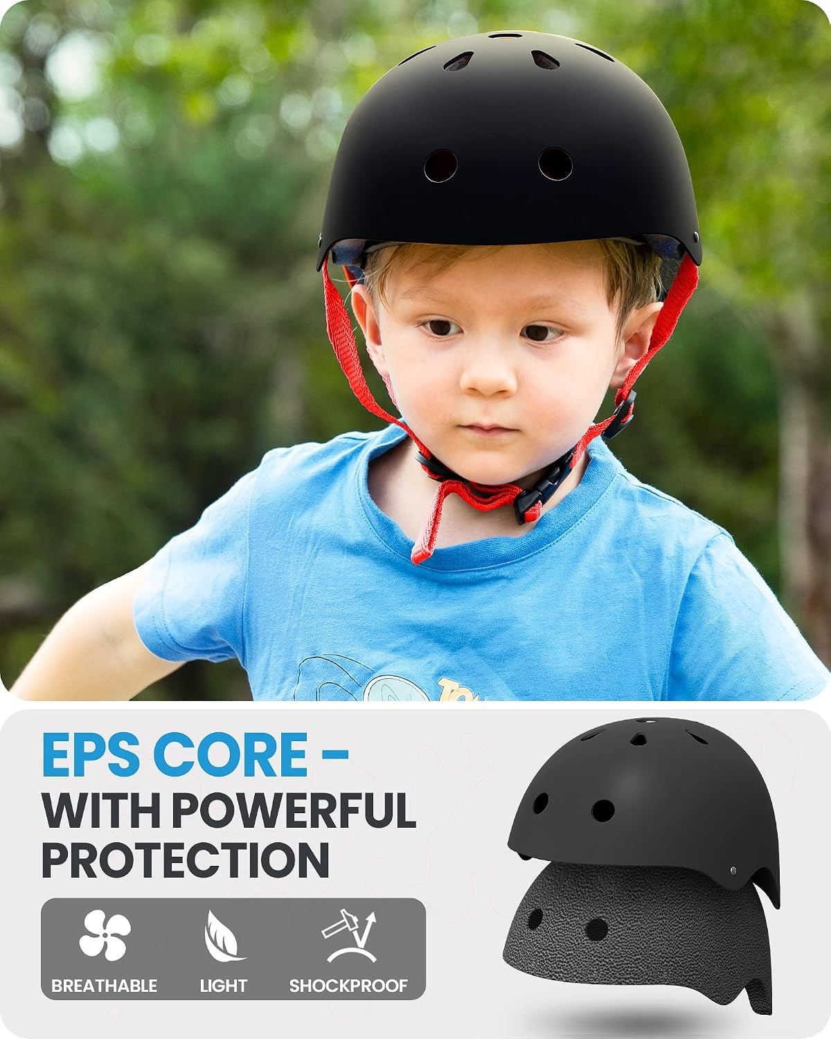 image:imageOutdoorMaster Kids Bike Helmet Adjustable for Cycling amp Skating ABS shell EPS foam Breathable washable liners CPSC certified Adjustable dial amp strap Toddler to youth fitBlackred