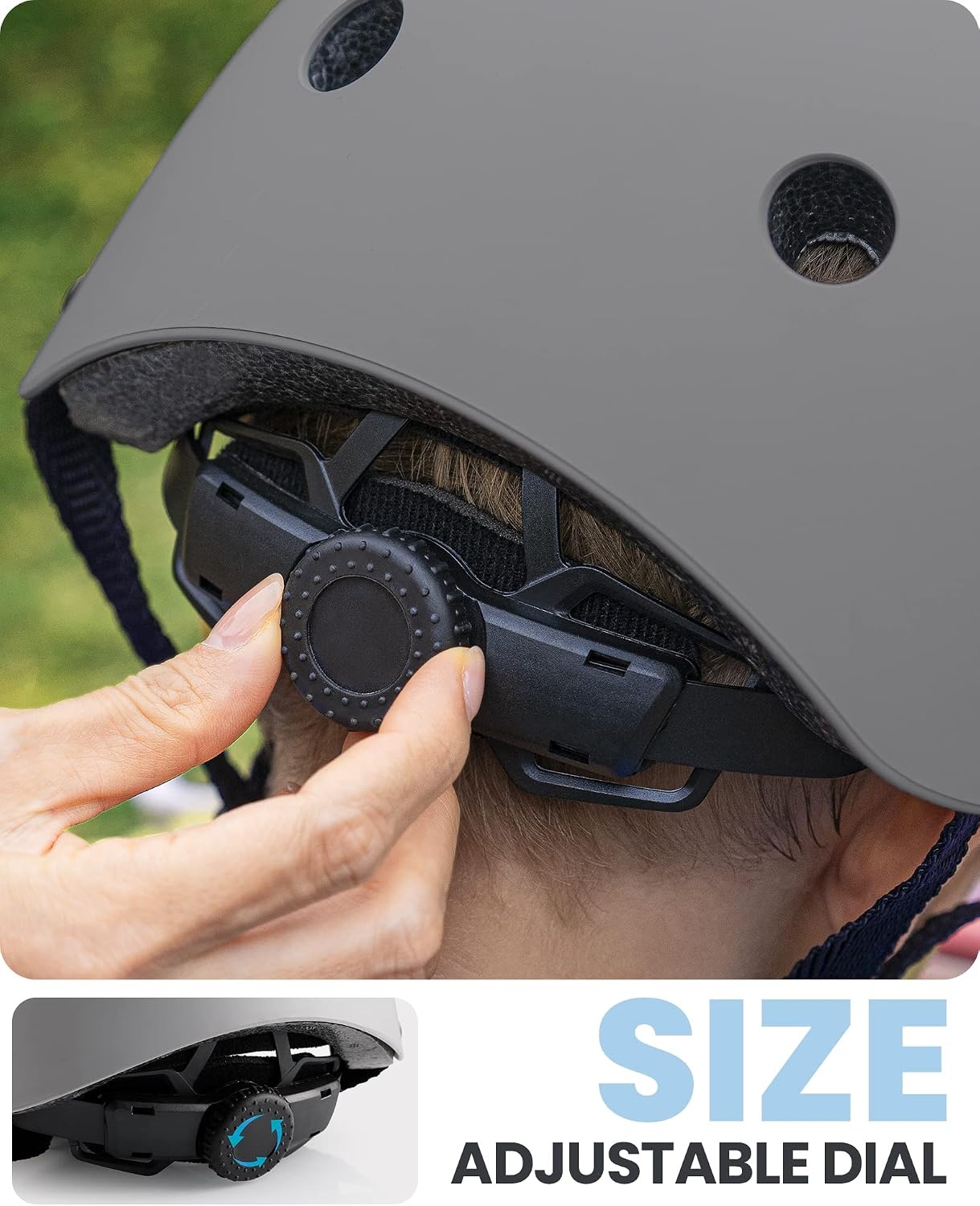 image:imageOutdoorMaster Kids Bike Helmet Adjustable for Cycling amp Skating ABS shell EPS foam Breathable washable liners CPSC certified Adjustable dial amp strap Toddler to youth fitMatte Gray