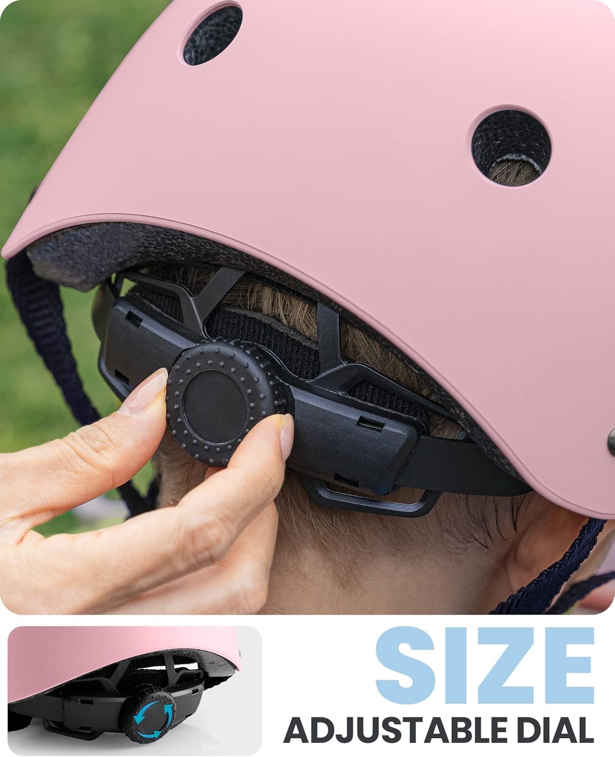 image:imageOutdoorMaster Kids Bike Helmet Adjustable for Cycling amp Skating ABS shell EPS foam Breathable washable liners CPSC certified Adjustable dial amp strap Toddler to youth fitPale Pink