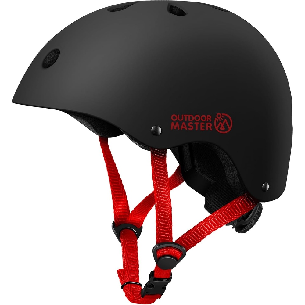 image:imageOutdoorMaster Kids Bike Helmet Adjustable for Cycling amp Skating ABS shell EPS foam Breathable washable liners CPSC certified Adjustable dial amp strap Toddler to youth fitBlackred