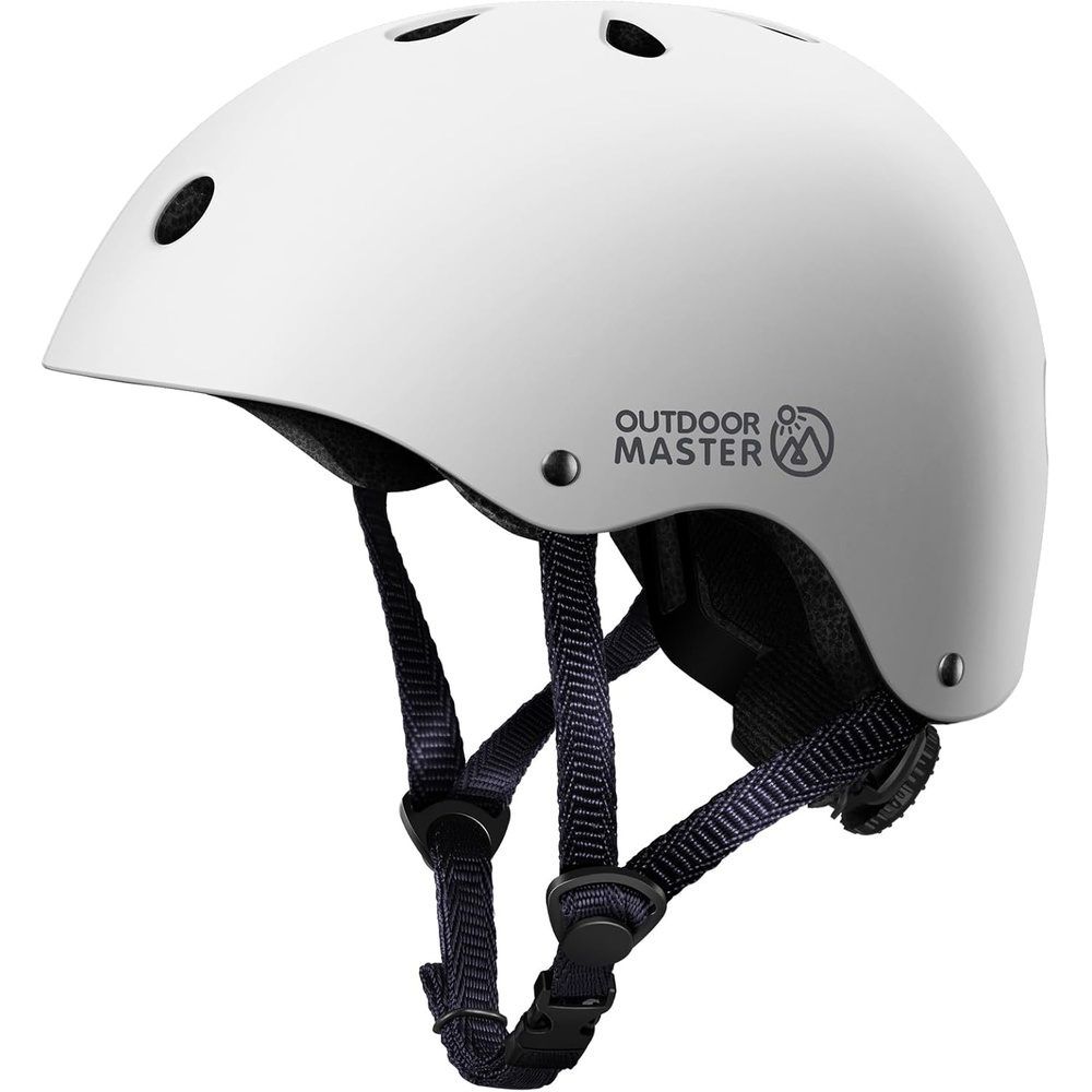 image:imageOutdoorMaster Kids Bike Helmet Adjustable for Cycling amp Skating ABS shell EPS foam Breathable washable liners CPSC certified Adjustable dial amp strap Toddler to youth fitMatte White