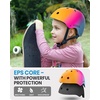 OutdoorMaster Kids Bike Helmet, Adjustable for Cycling & Skating | ABS shell + EPS foam, Breathable washable liners, CPSC certified, Adjustable dial & strap, Toddler to youth fit(Orange Pink Blue)