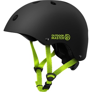 OutdoorMaster Kids Bike Helmet, Adjustable for Cycling & Skating | ABS shell + EPS foam, Breathable washable liners, CPSC certified, Adjustable dial & strap, Toddler to youth fit(Black-green)