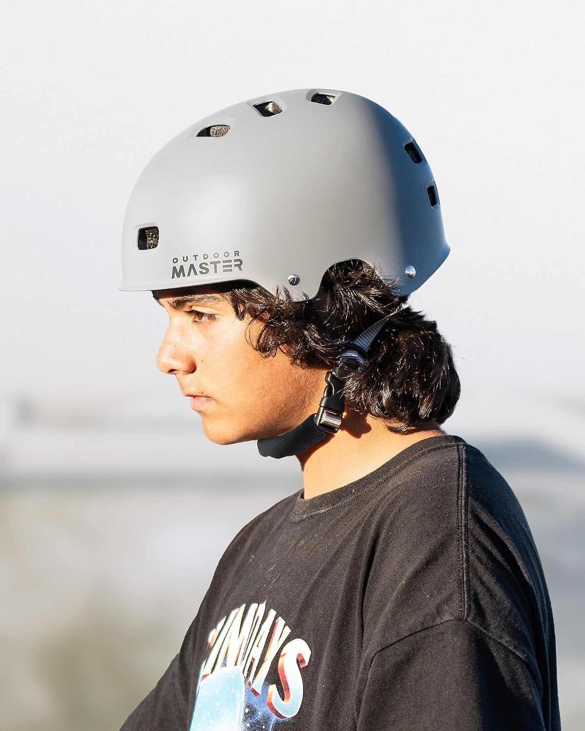 image:imageOutdoorMaster Beetles Snug Skateboard Bike Helmet for Adults Youth Two Removable Liners Ventilation Certified MultiSport Helmet for Cycling Commuter Scooter Roller Skating LongboardPavement Gray