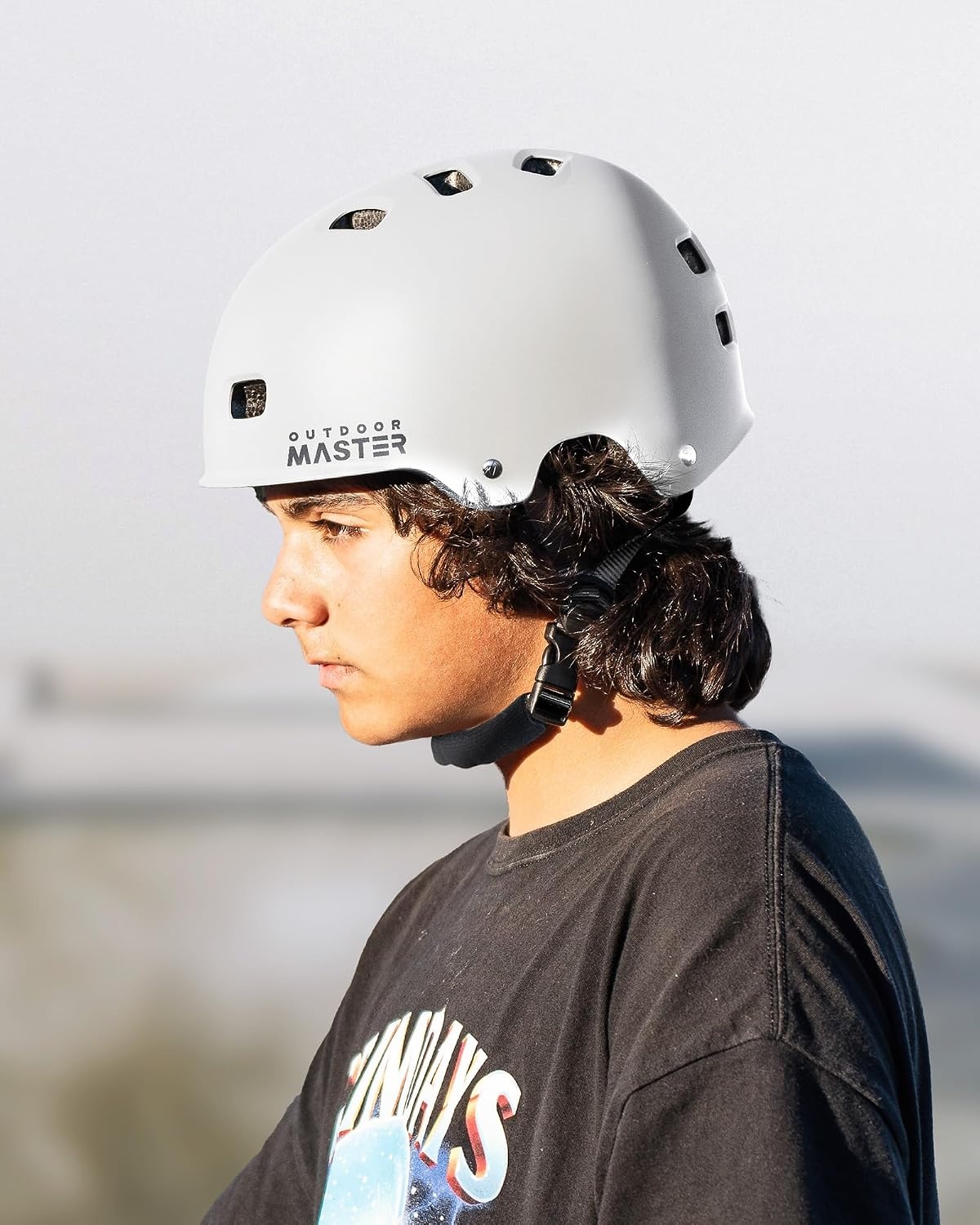 image:imageOutdoorMaster Beetles Snug Skateboard Bike Helmet for Adults Youth Two Removable Liners Ventilation Certified MultiSport Helmet for Cycling Commuter Scooter Roller Skating LongboardChalk Cliff
