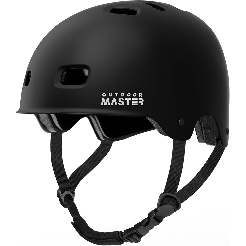 image:imageOutdoorMaster Beetles Snug Skateboard Bike Helmet for Adults Youth Two Removable Liners Ventilation Certified MultiSport Helmet for Cycling Commuter Scooter Roller Skating LongboardA Carbon Black
