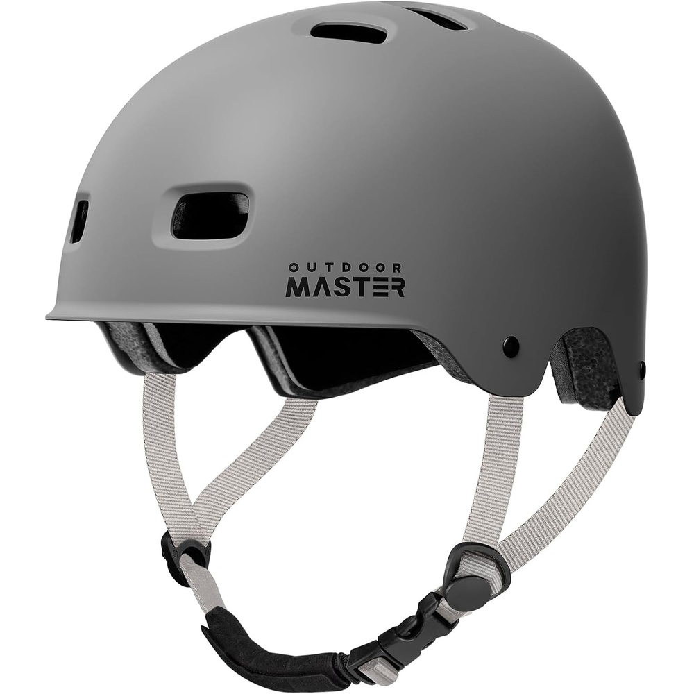 image:imageOutdoorMaster Beetles Snug Skateboard Bike Helmet for Adults Youth  Two Removable Liners Ventilation Certified MultiSport Helmet for Cycling Commuter Scooter Roller Skating LongboardPavement Gray