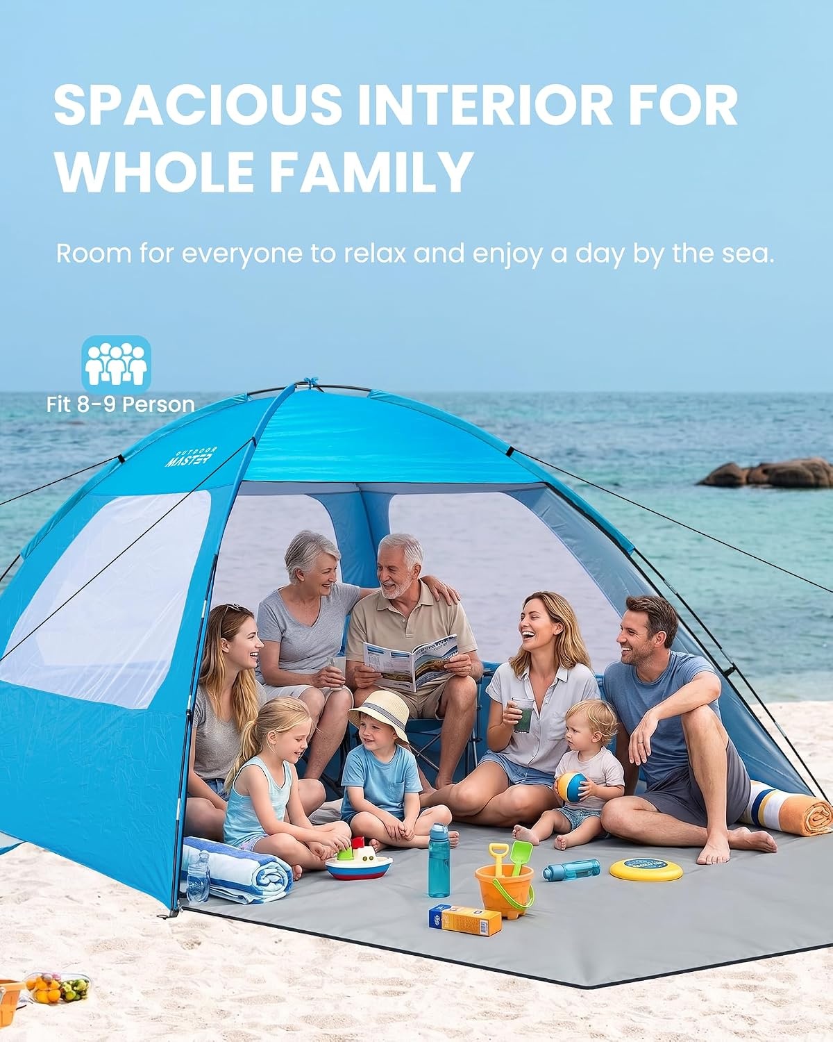 image:imageOutdoorMaster Beach Tent for 3468 Person Portable Sun Shade ShelterBlue