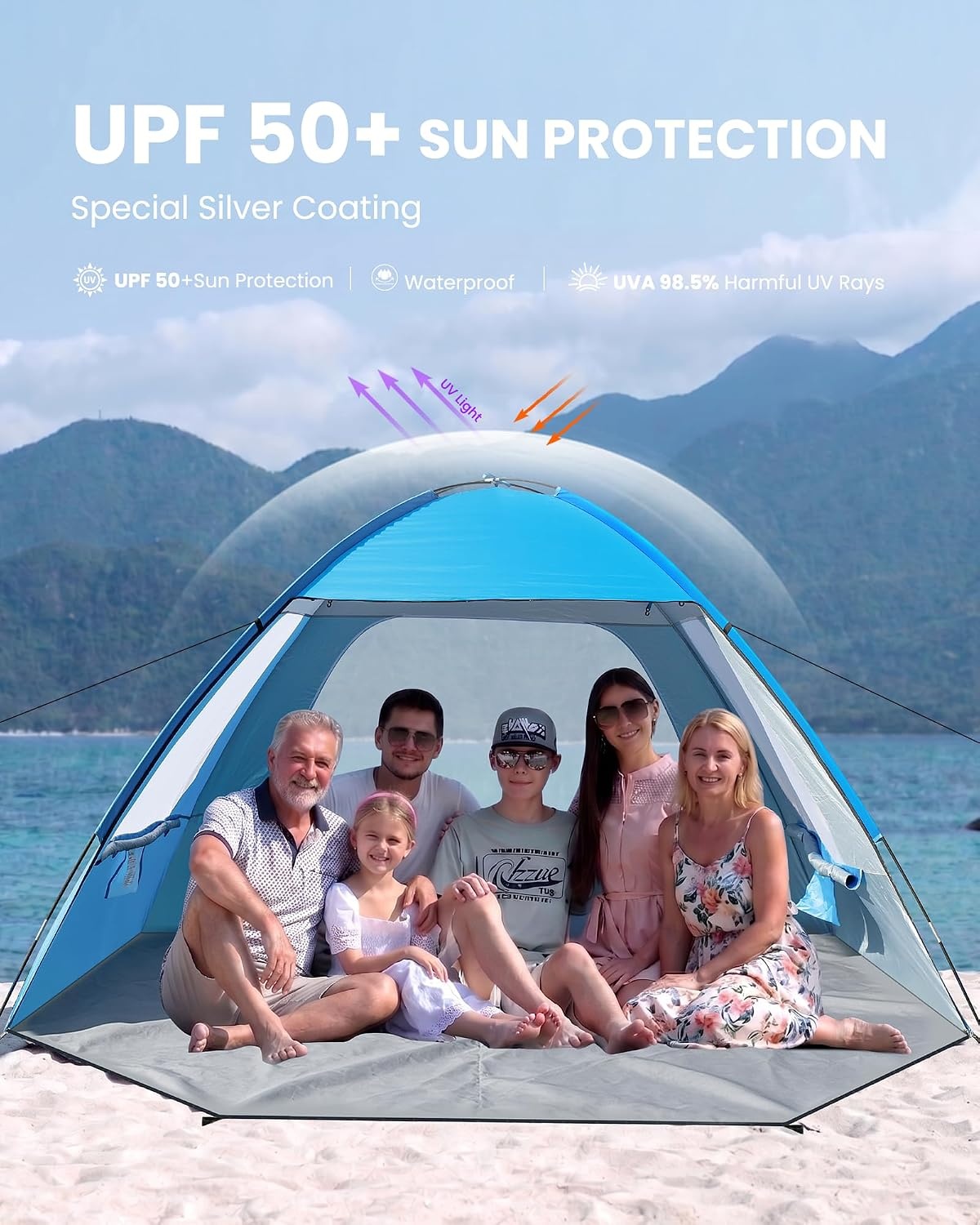 image:imageOutdoorMaster Beach Tent for 3468 Person Portable Sun Shade ShelterBlue