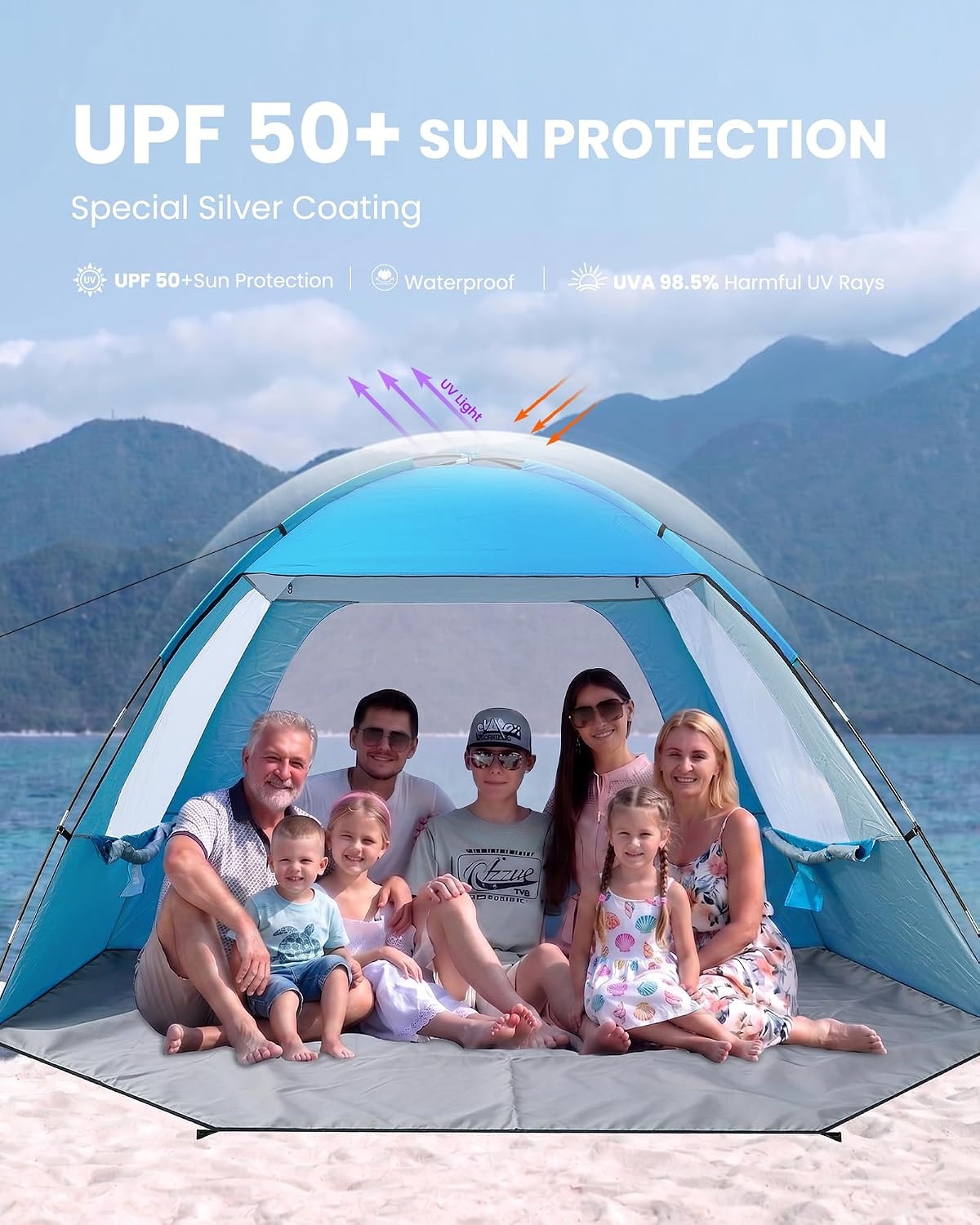 image:imageOutdoorMaster Beach Tent for 3468 Person Portable Sun Shade ShelterBlue