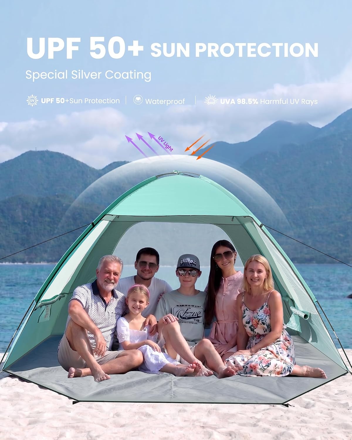 image:imageOutdoorMaster Beach Tent for 3468 Person Portable Sun Shade ShelterGreen