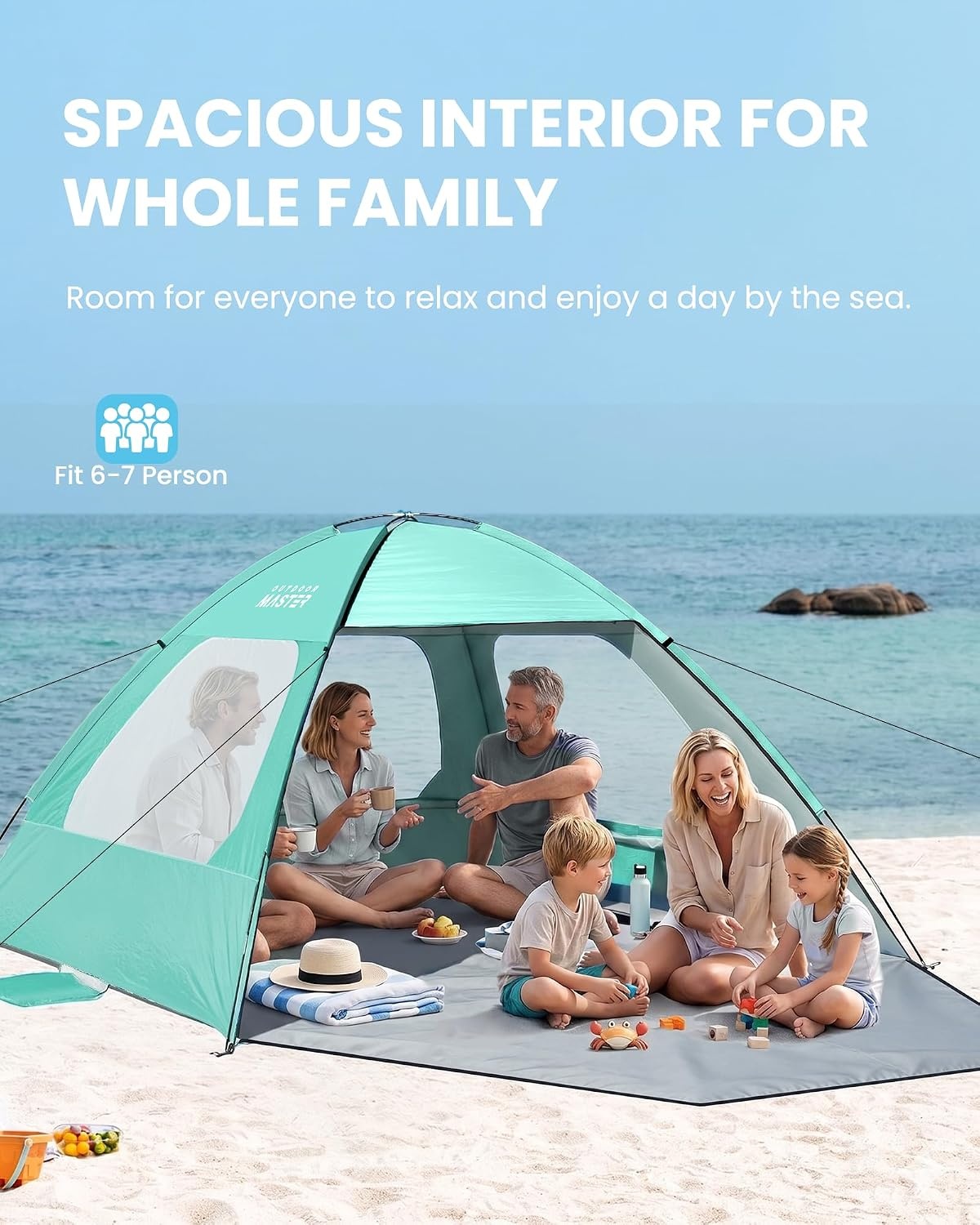 image:imageOutdoorMaster Beach Tent for 3468 Person Portable Sun Shade ShelterGreen