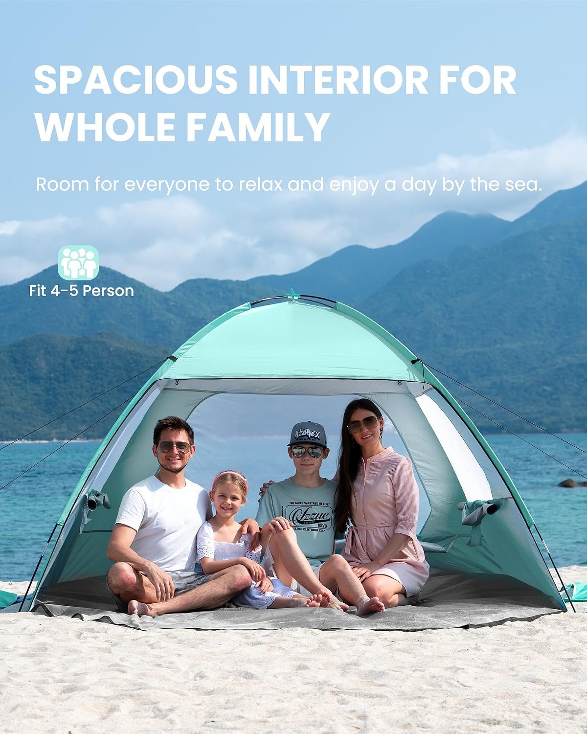 image:imageOutdoorMaster Beach Tent for 3468 Person Portable Sun Shade ShelterGreen