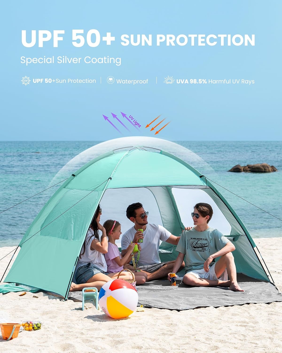 image:imageOutdoorMaster Beach Tent for 3468 Person Portable Sun Shade ShelterGreen