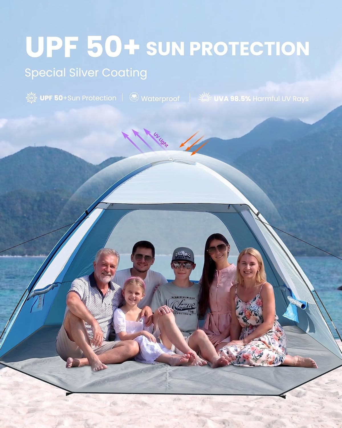 image:imageOutdoorMaster Beach Tent for 3468 Person Portable Sun Shade ShelterIcy Blue