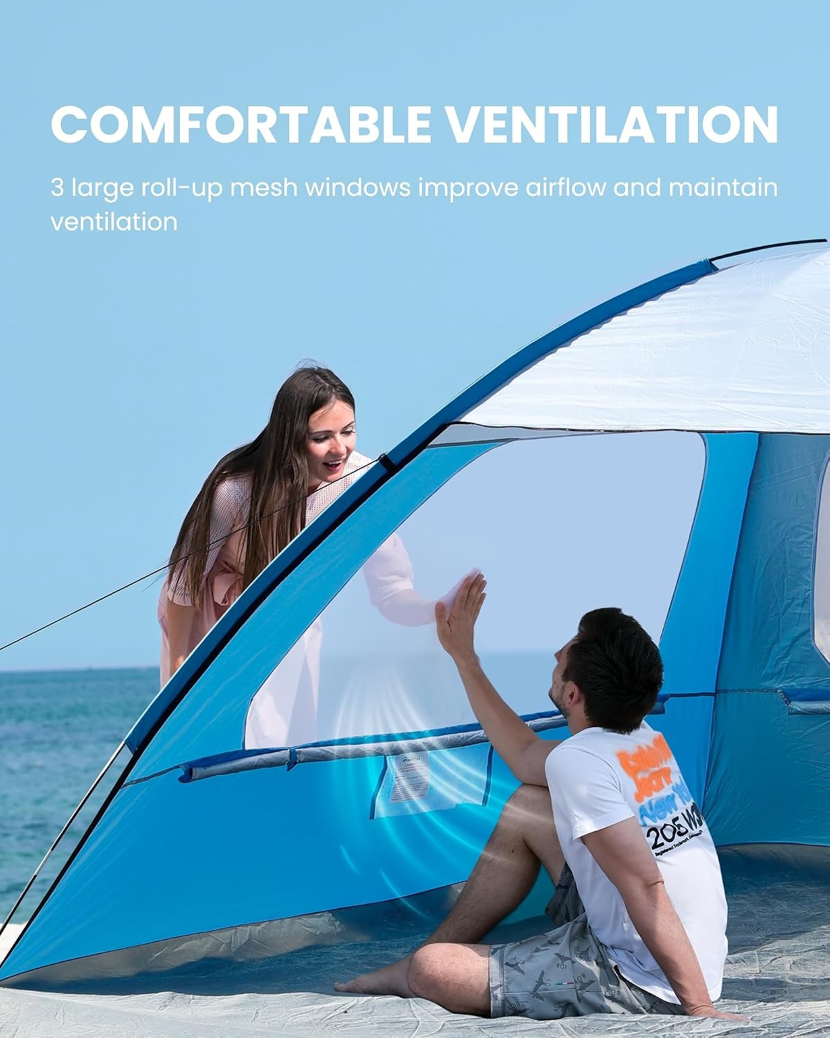 image:imageOutdoorMaster Beach Tent for 3468 Person Portable Sun Shade ShelterIcy Blue