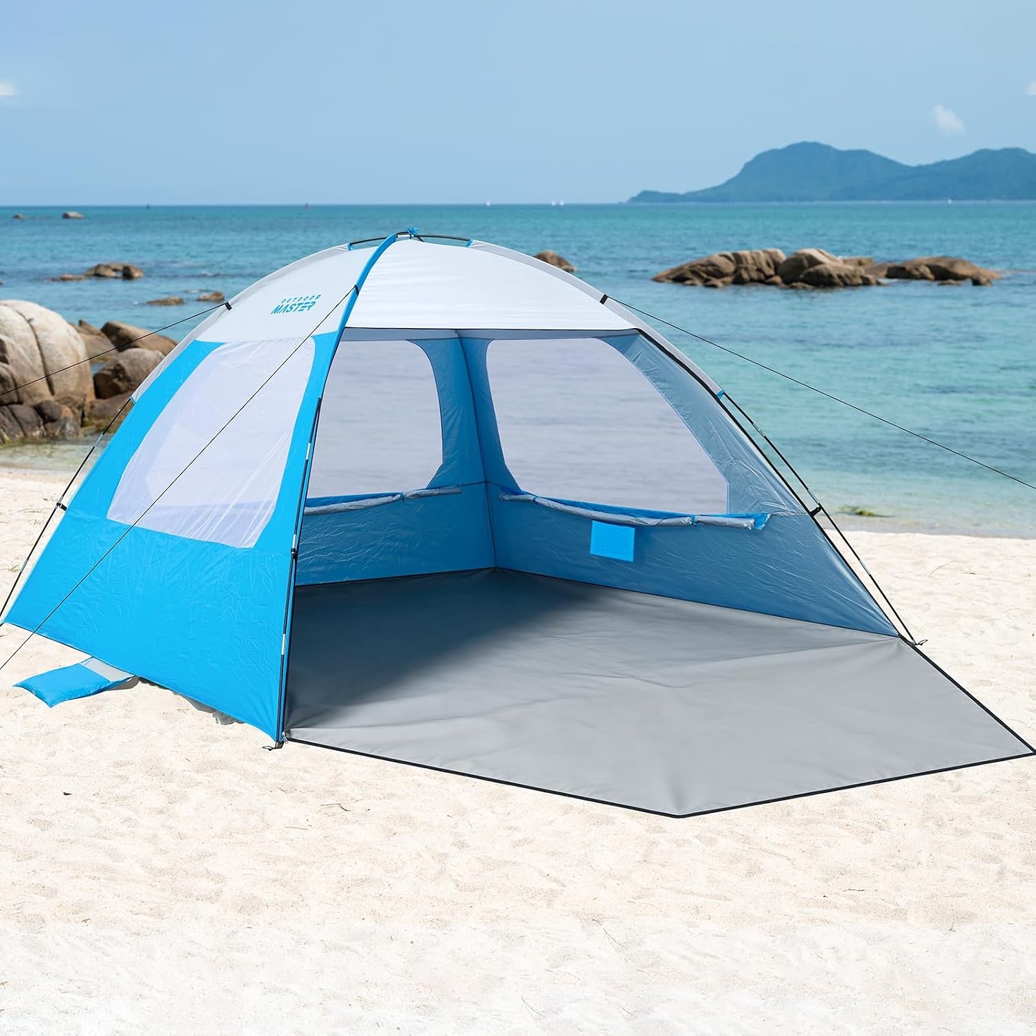 image:imageOutdoorMaster Beach Tent for 3468 Person Portable Sun Shade ShelterIcy Blue