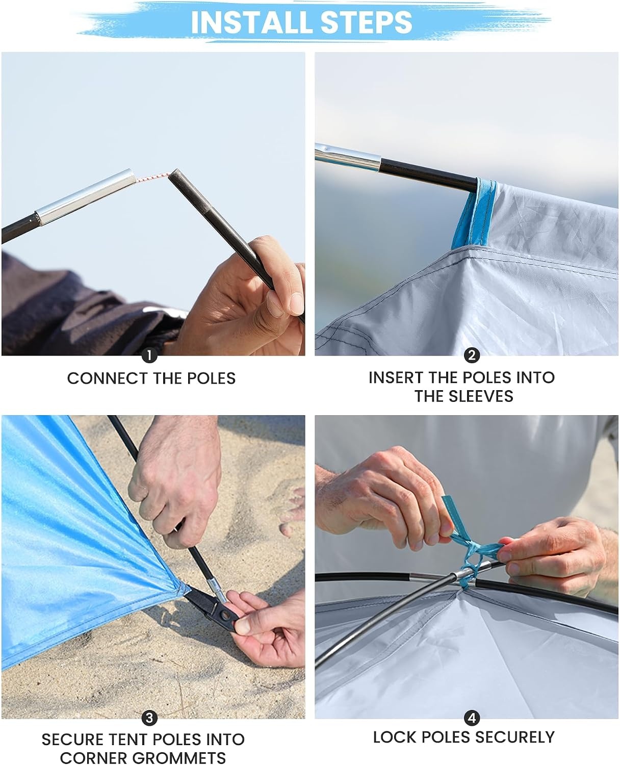 image:imageOutdoorMaster Beach Tent for 3468 Person Portable Sun Shade ShelterIcy Blue