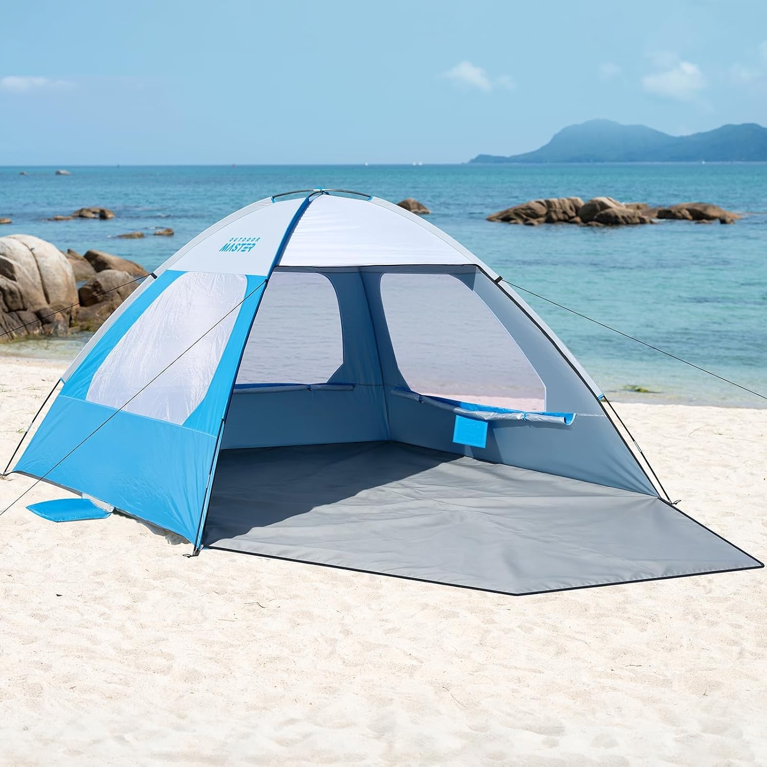 image:imageOutdoorMaster Beach Tent for 3468 Person Portable Sun Shade ShelterIcy Blue