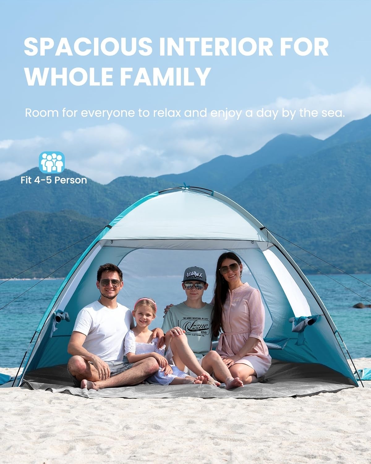image:imageOutdoorMaster Beach Tent for 3468 Person Portable Sun Shade ShelterOlive Green