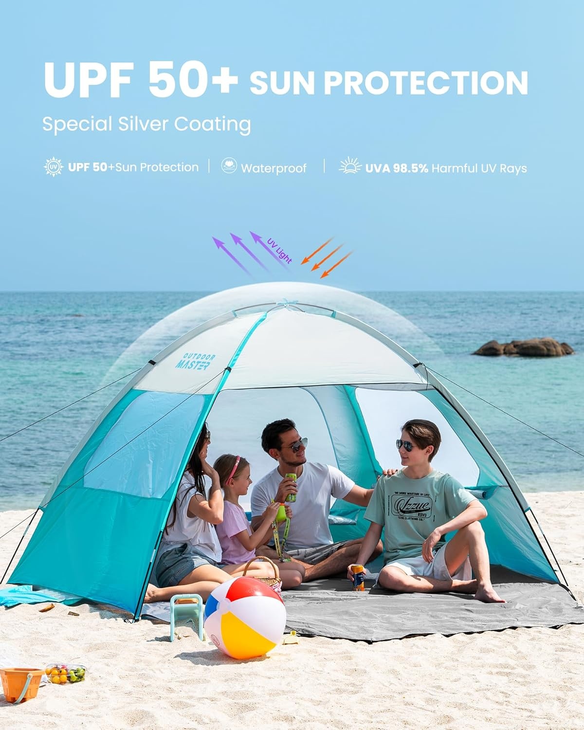 image:imageOutdoorMaster Beach Tent for 3468 Person Portable Sun Shade ShelterOlive Green
