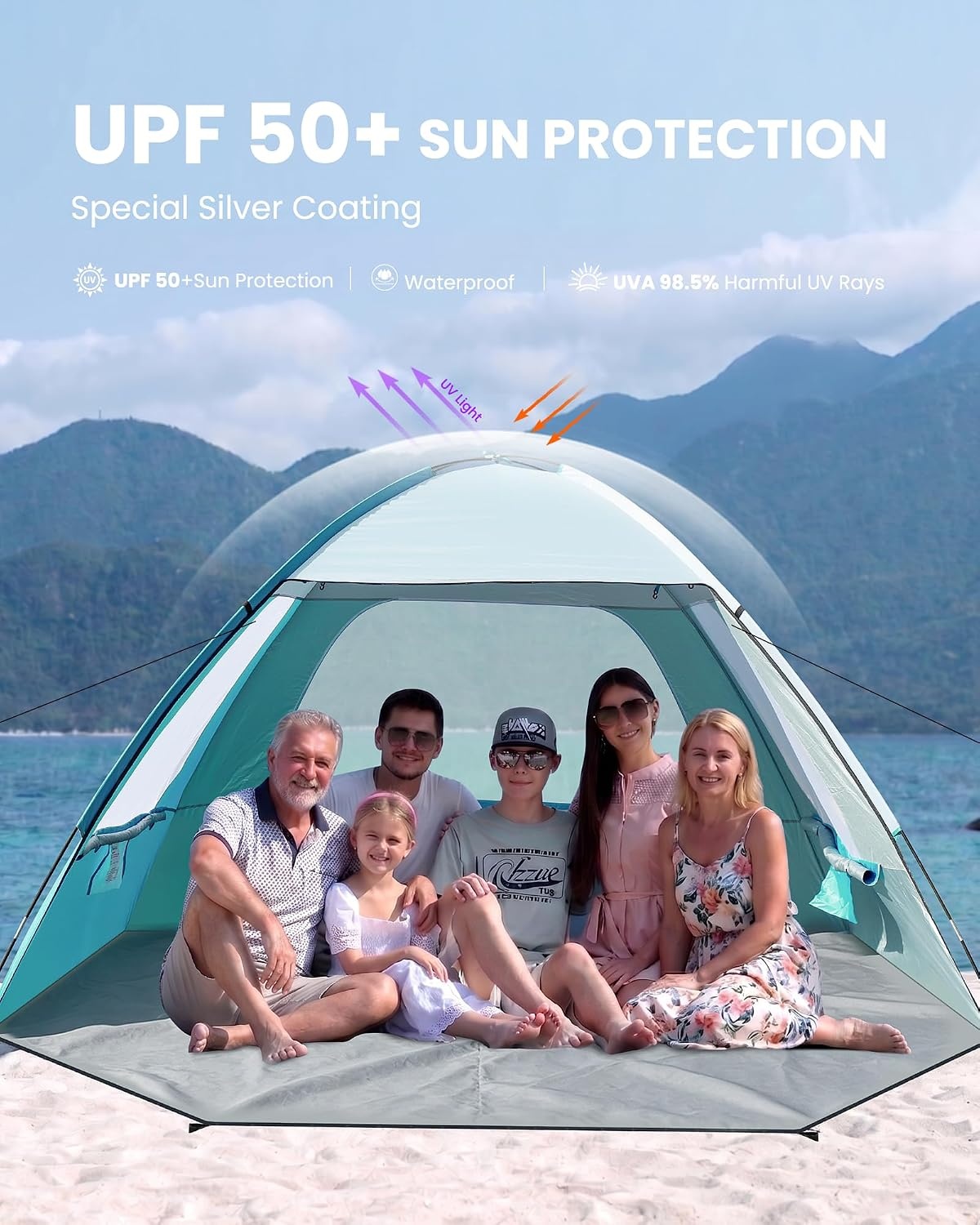 image:imageOutdoorMaster Beach Tent for 3468 Person Portable Sun Shade ShelterOlive Green