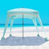 OutdoorMaster Beach Cabana with Fringes, 6′ x 6′ Beach Canopy for Sand(Light Green-a)