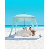 OutdoorMaster Beach Cabana with Fringes, 6′ x 6′ Beach Canopy for Sand(Stripes)