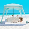 OutdoorMaster Beach Cabana with Fringes, 6′ x 6′ Beach Canopy for Sand(Stripes)